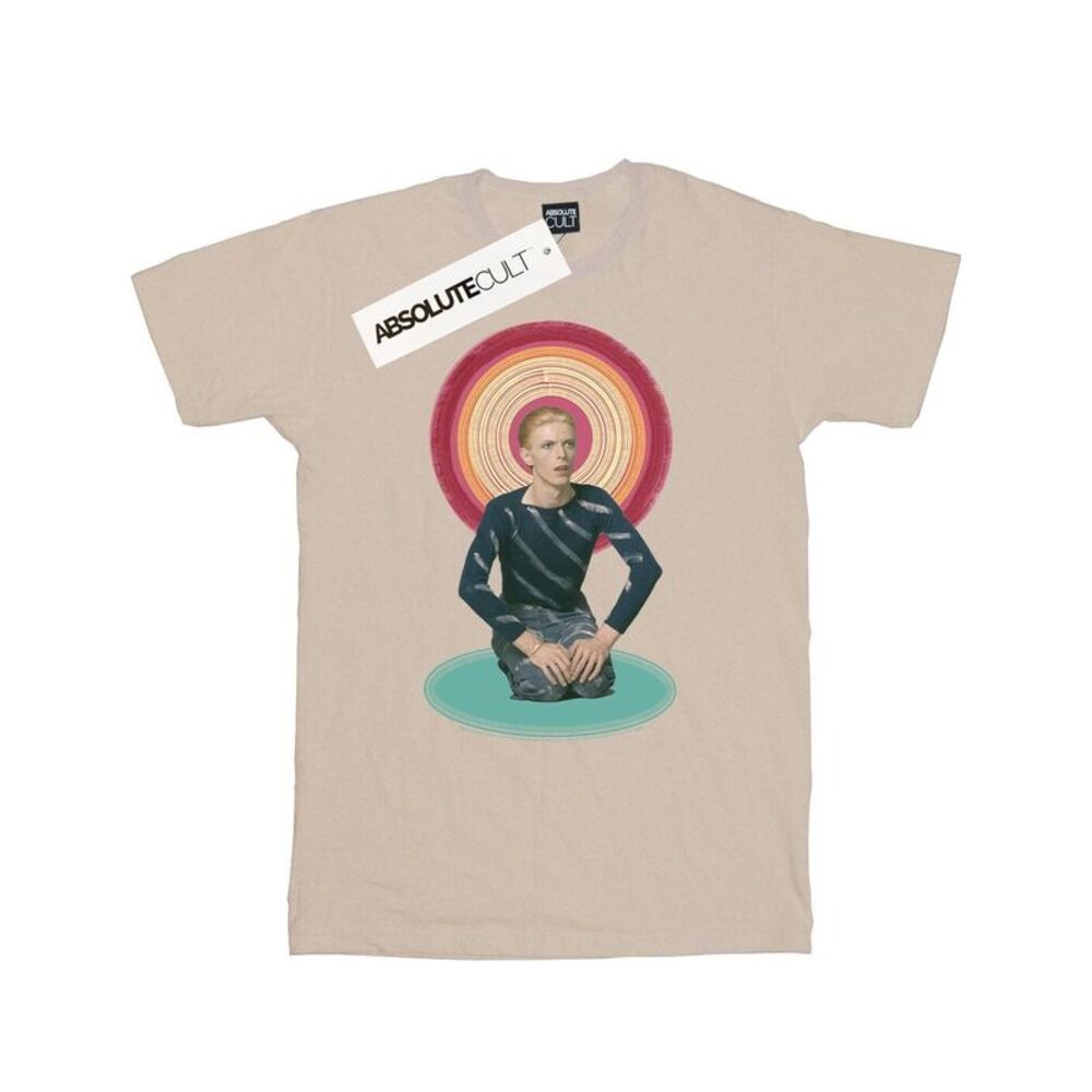 David Bowie Womens/Ladies Kneeling Halo Cotton Boyfriend T-Shirt / Sand
